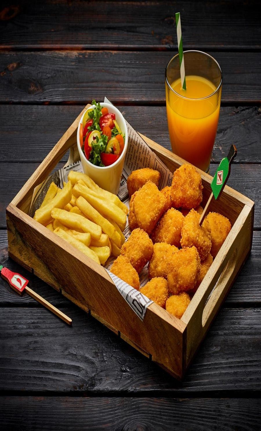 Serviervorschlag Hähnchen-Nuggets Formen-Mix