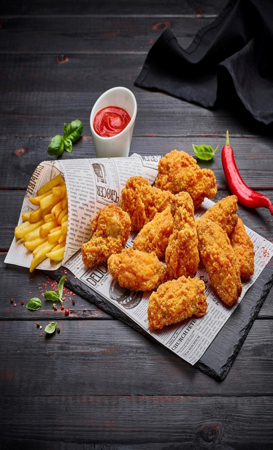 Serviervorschlag Crispy Chicken Wings Hot & Spicy